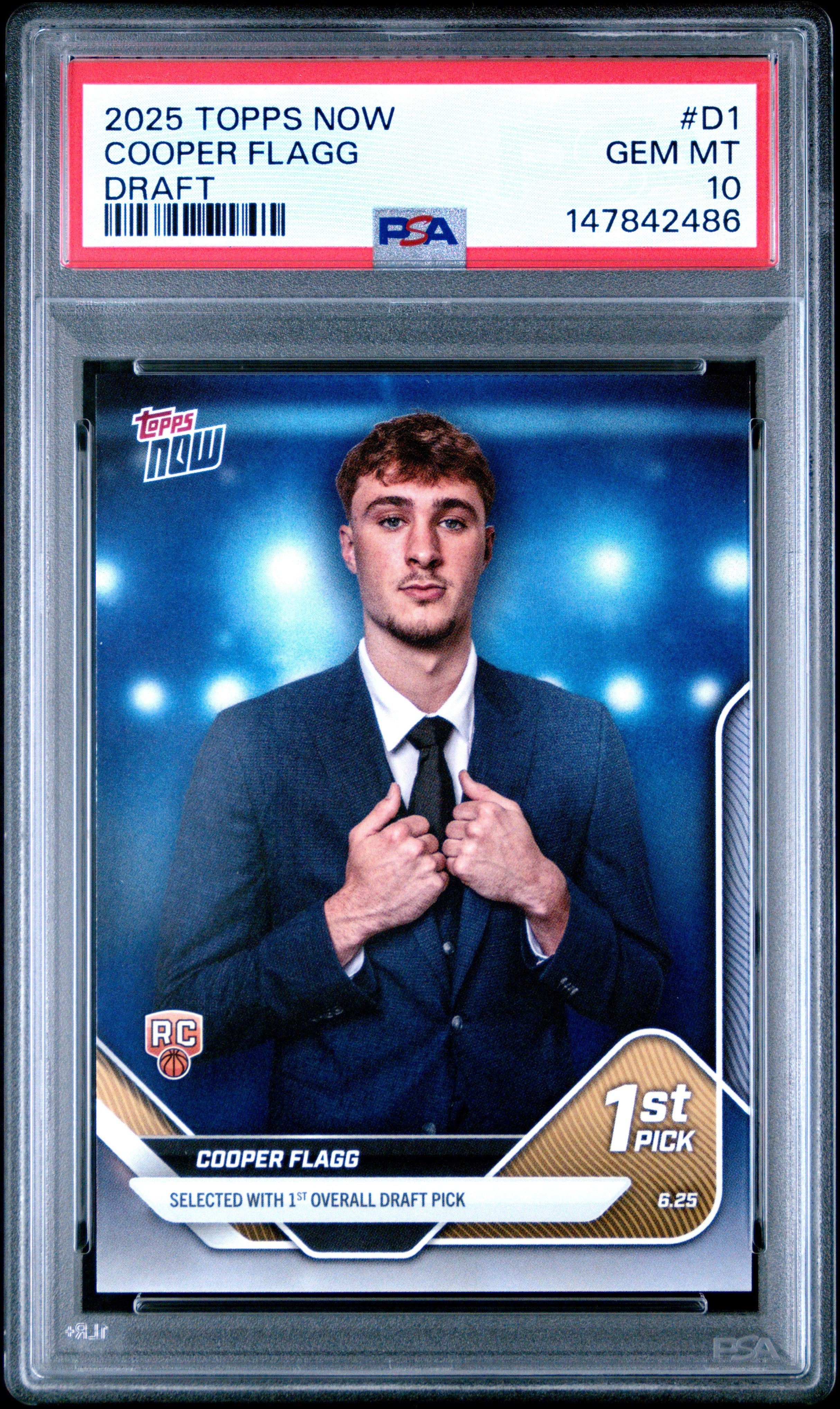 2025 TOPPS NOW DRAFT #D1 COOPER FLAGG PSA 10 2025 Topps Now Cooper Flagg PSA 10