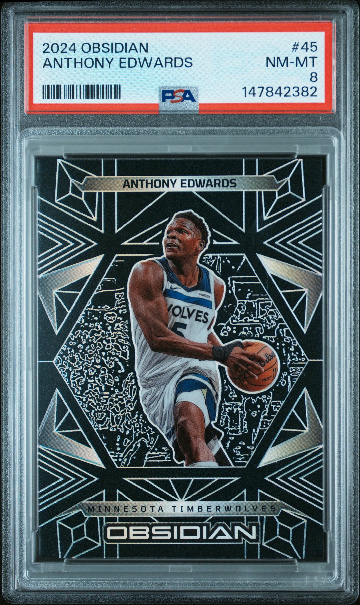 2024 PANINI OBSIDIAN #45 ANTHONY EDWARDS PSA 8