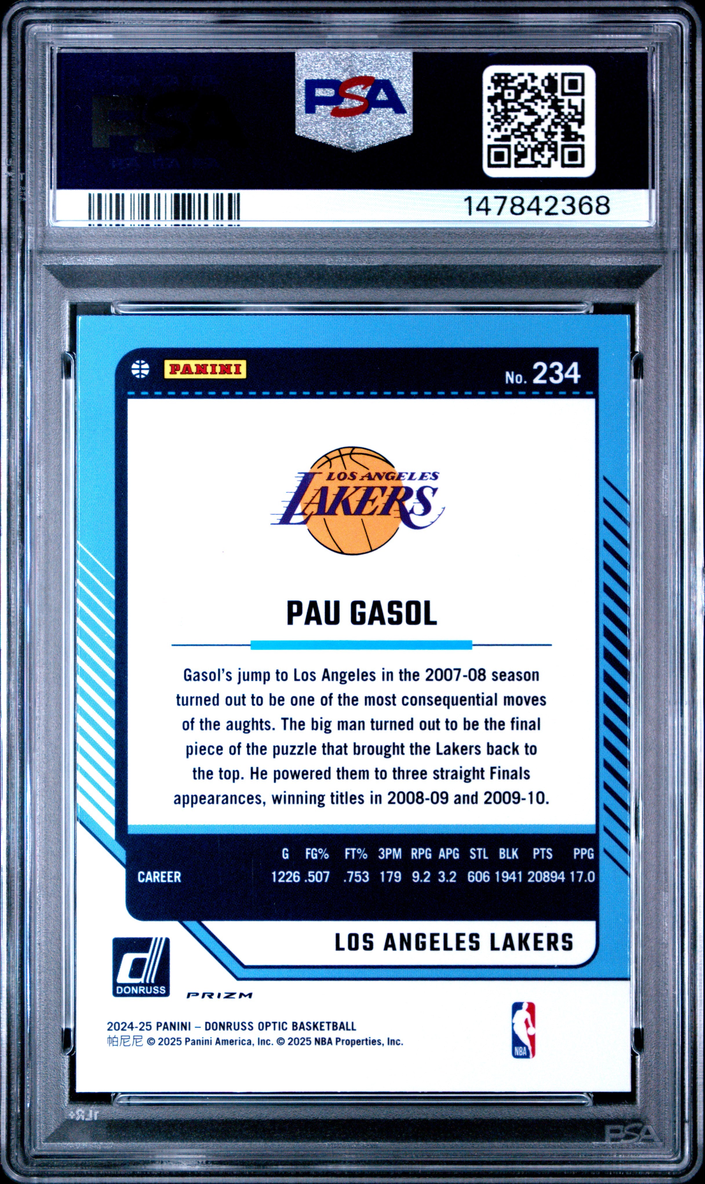 2024 PANINI DONRUSS OPTIC #234 PAU GASOL DRAGON CHOICE PSA 10