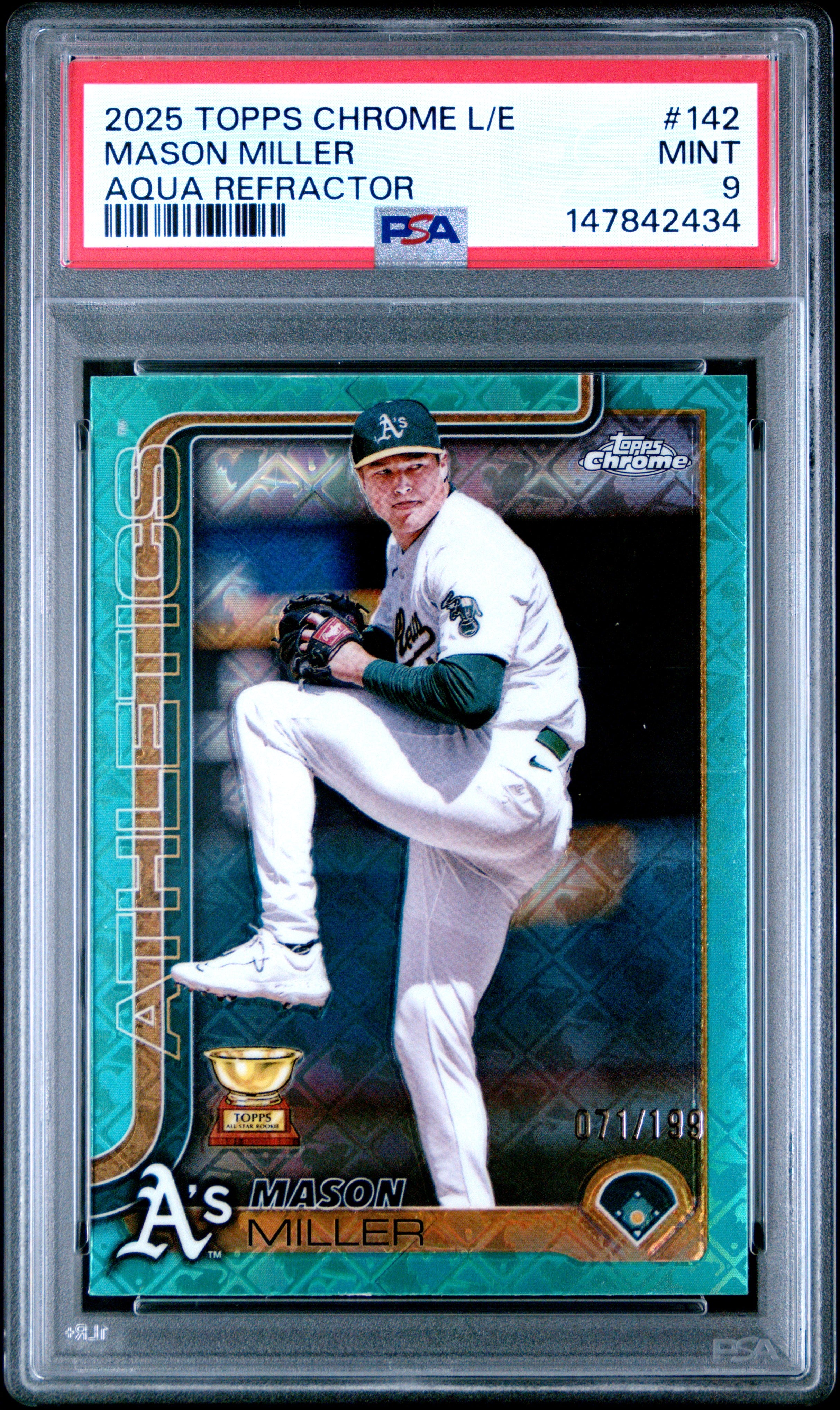 2025 Topps Mason Miller 142 Aqua Refractor PSA 9