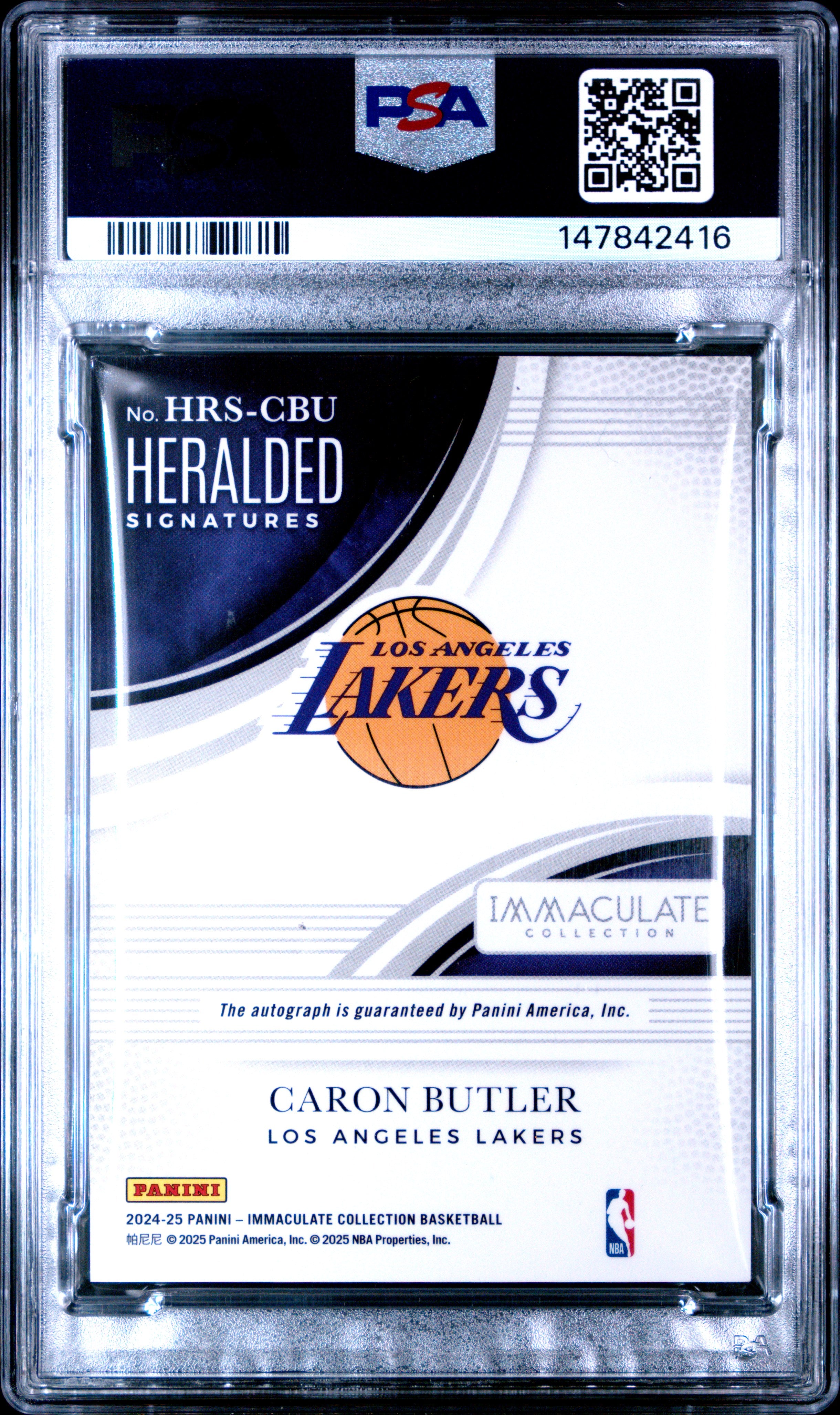 2024 PANINI IMMACULATE COLLECTION HERALDED SIGNATURES #HRS-CBU CARON BUTLER HERALDED SIGNATURES PSA 8