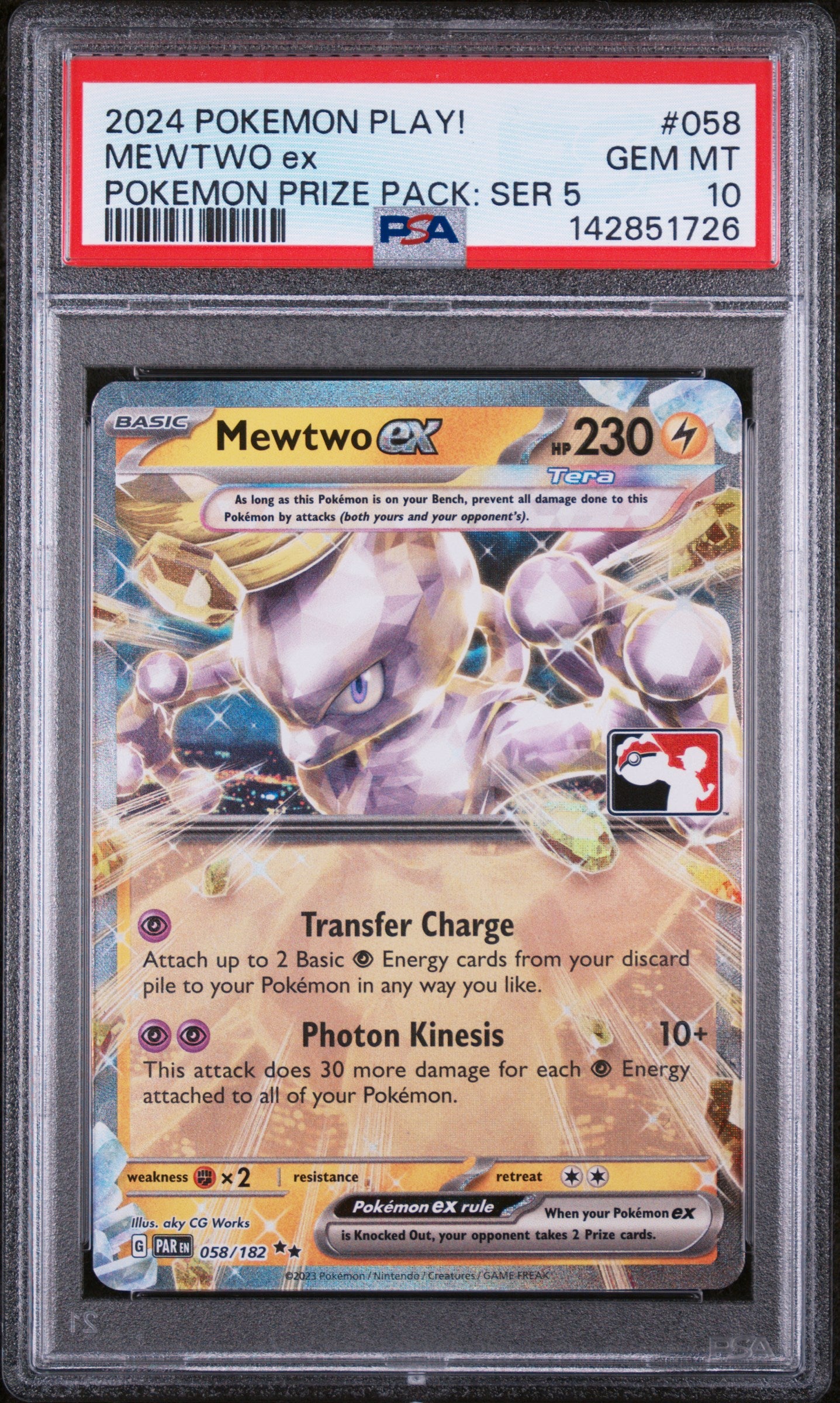 2024 Pokemon Mewtwo EX 058 Play! Prize Pack: 5 PSA 10
