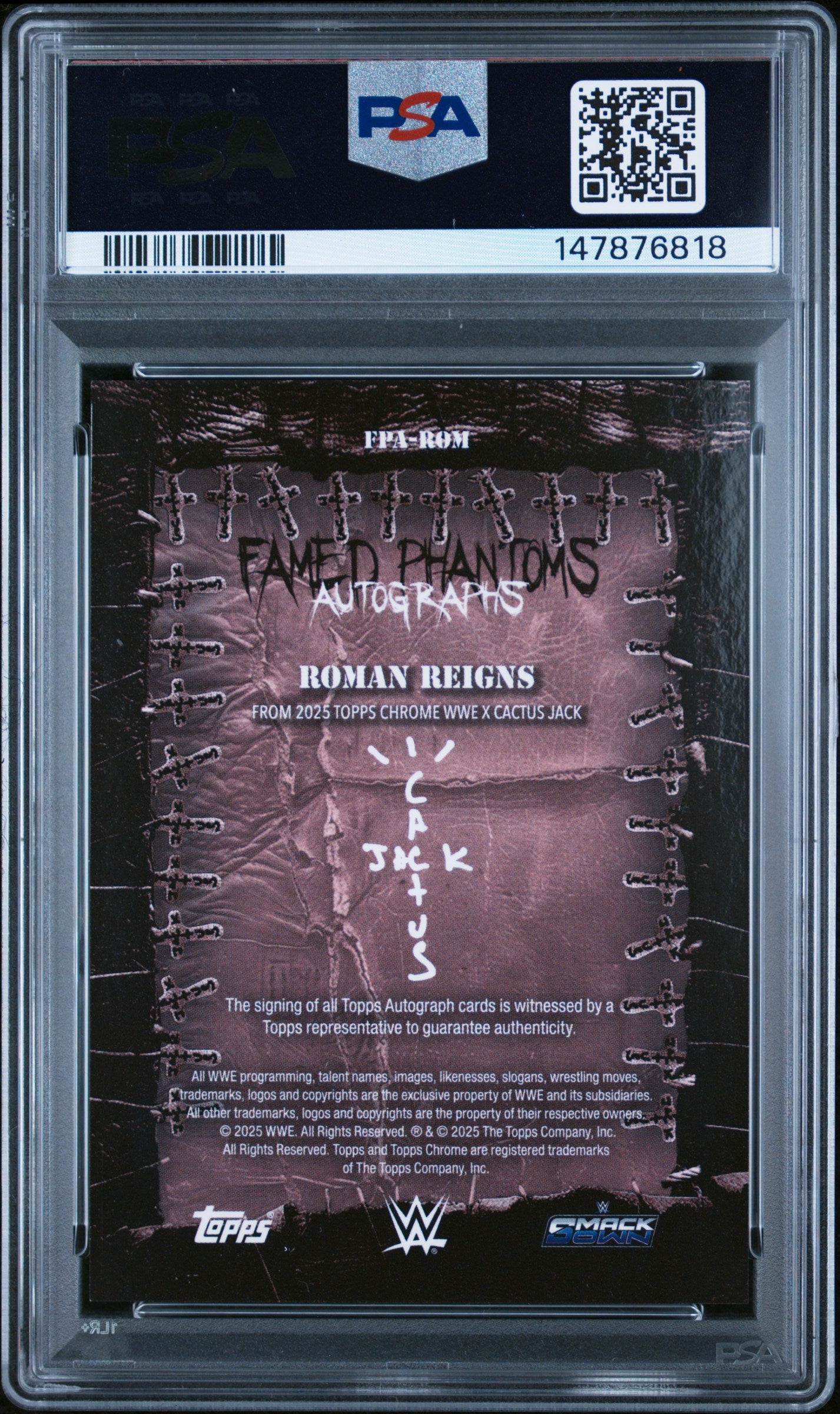 2025 Topps Roman Reigns ROM Orange Refractor PSA 9
