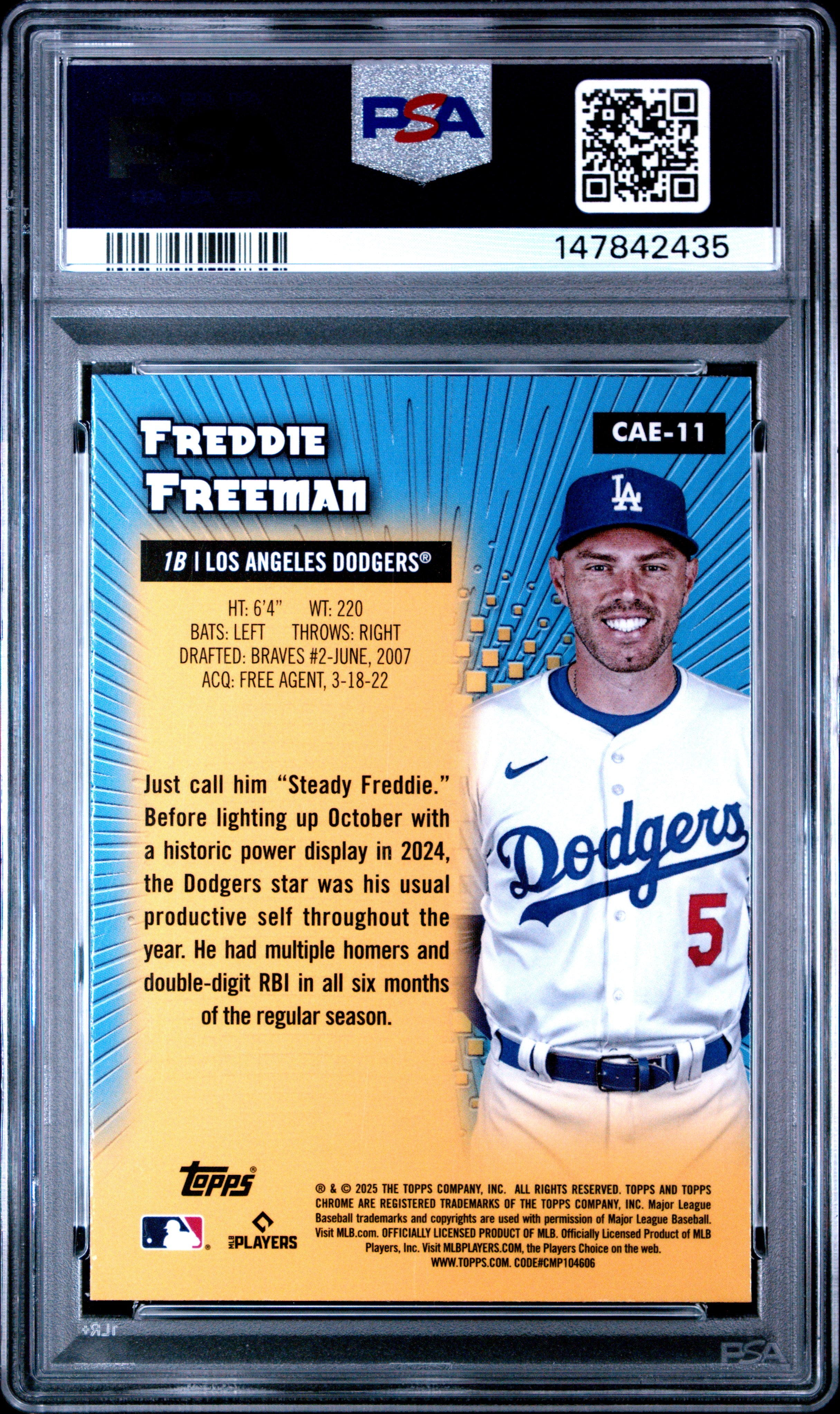 2025 Topps Freddie Freeman CAE11 PSA 10