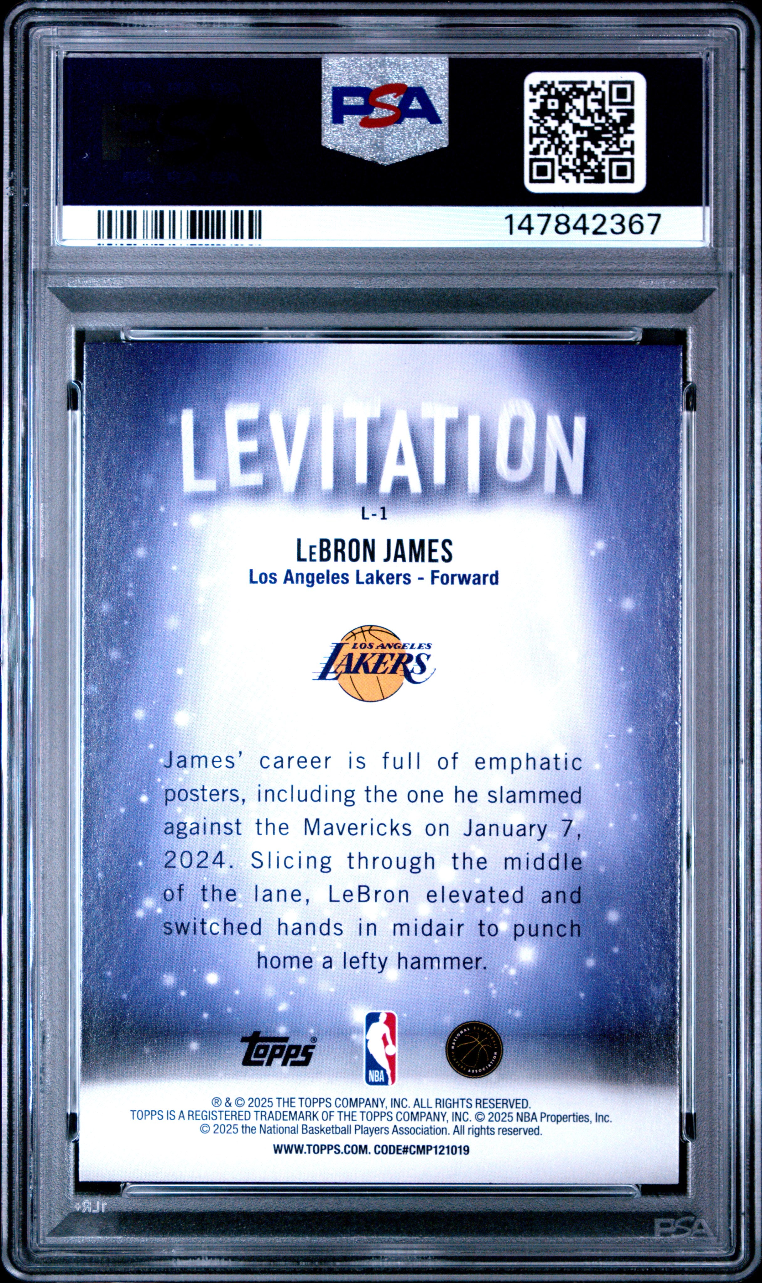 2025 Topps Lebron James L-1 Topps Levitation PSA 10