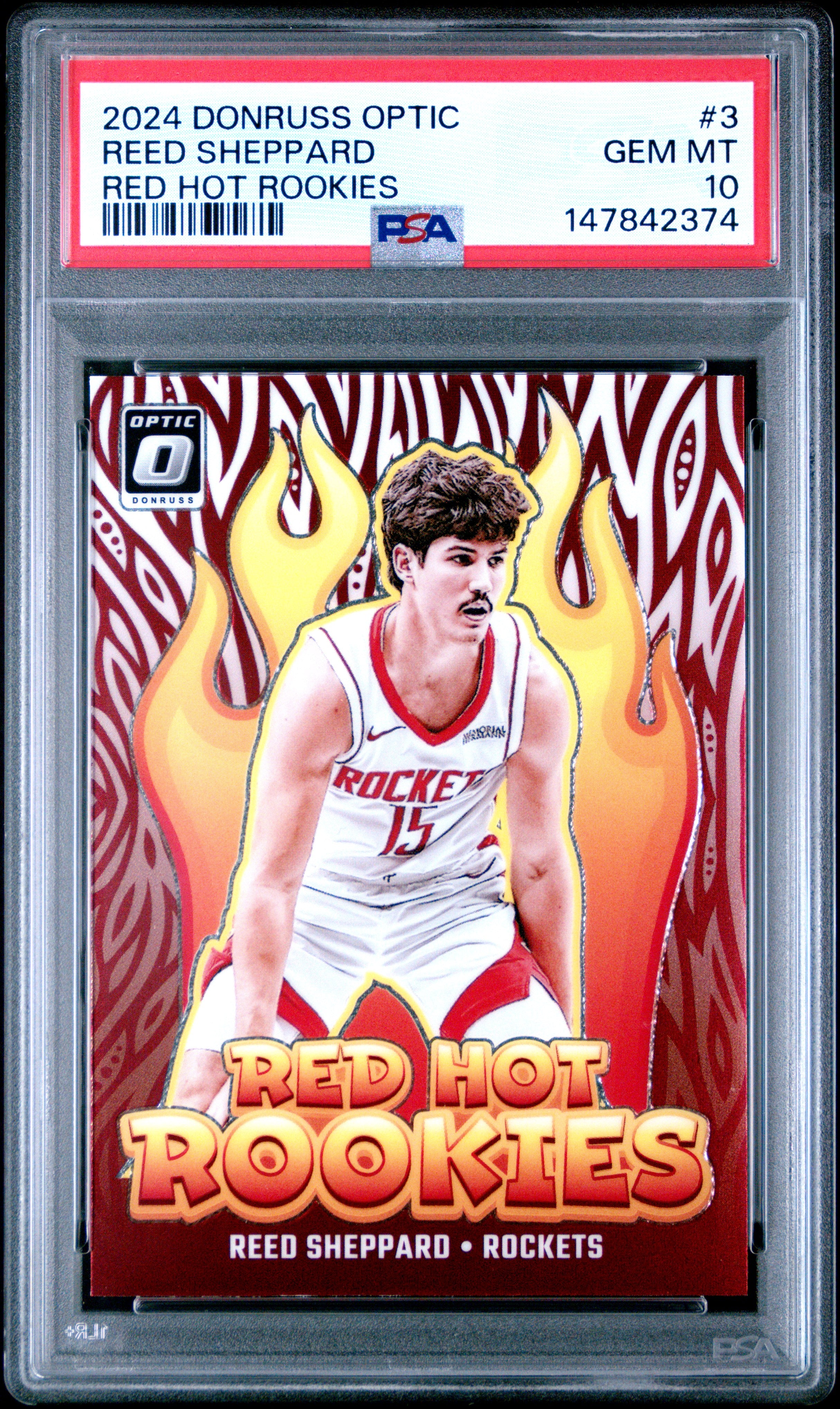 2024 PANINI DONRUSS OPTIC RED HOT ROOKIES #3 REED SHEPPARD PSA 10