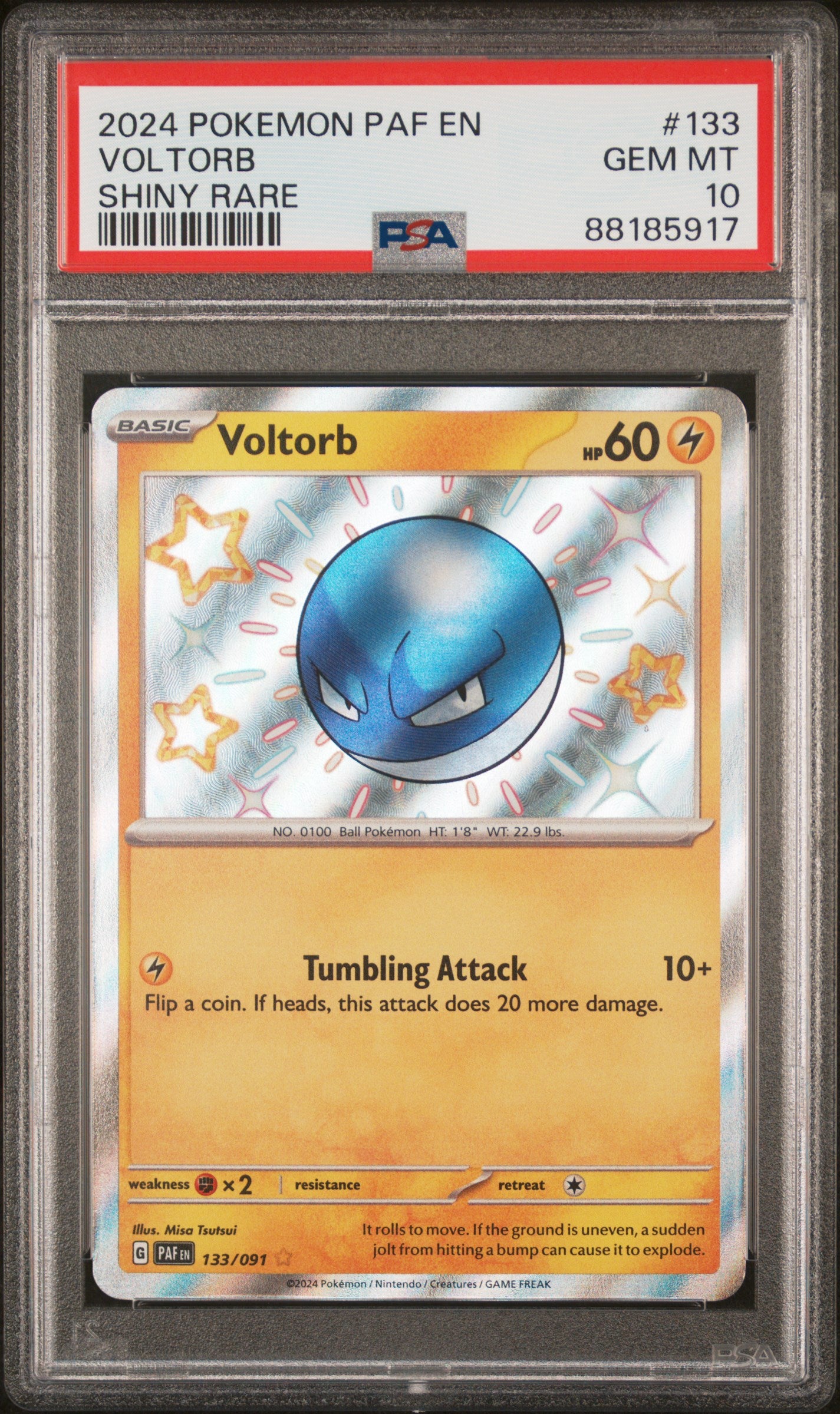 Pokémon - Voltorb Paldean Fates 133/091 (Shiny Rare) - PSA 10 (GEM-MINT)