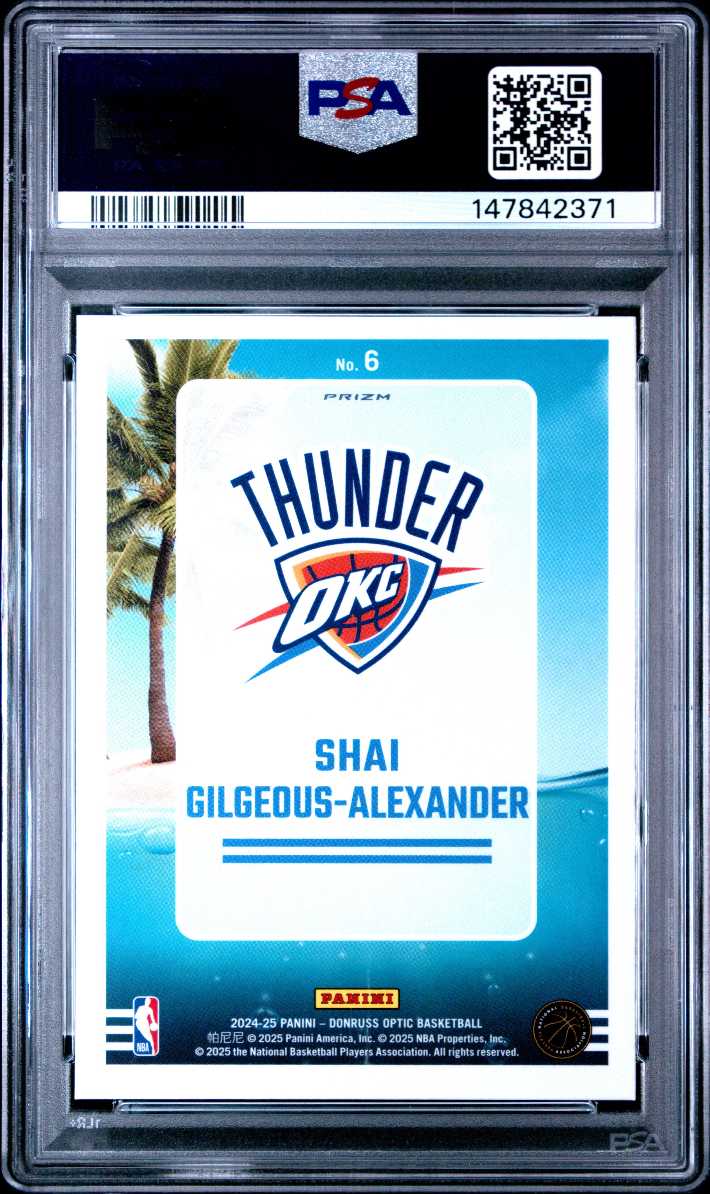 2024 PANINI DONRUSS OPTIC SPLASH! #6 S. GILGEOUS-ALEXANDER SPLASH!-PURPLE PSA 8