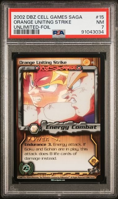 Dragon Ball Z Card Game (Score) - Orange Uniting Strike #15 (Unlimited Foil) - PSA 7 (NM-MINT)