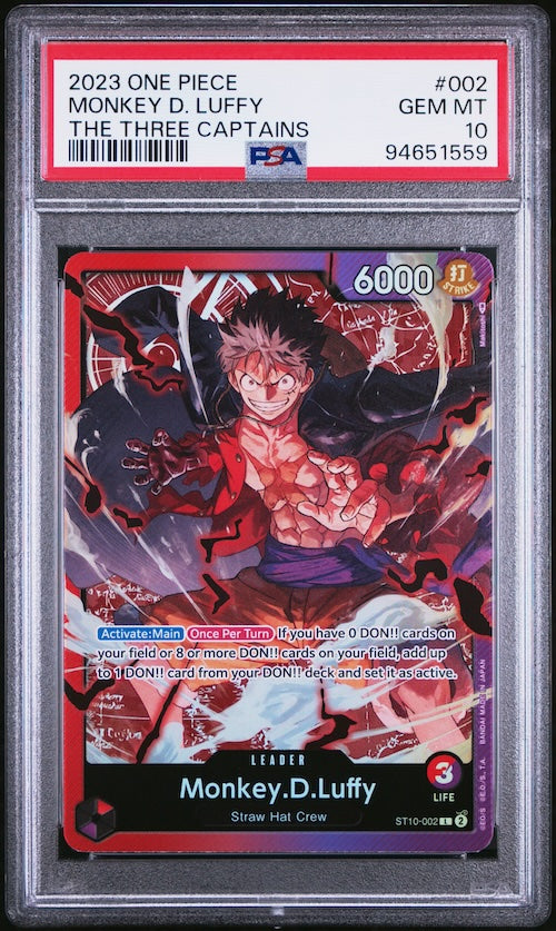 2023 One Piece Ultra Deck-The Three Captains #002 Monkey D. Luffy PSA 10