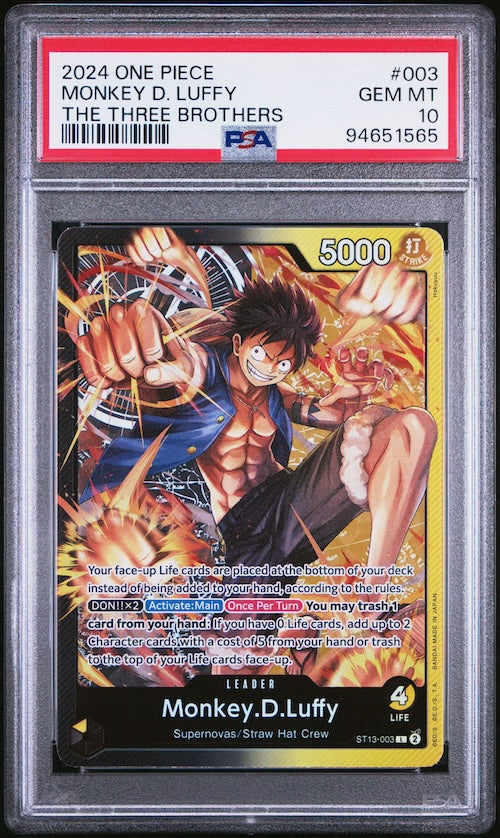 2024 One Piece Ultra Deck-The Three Brothers #003 Monkey D. Luffy PSA 10