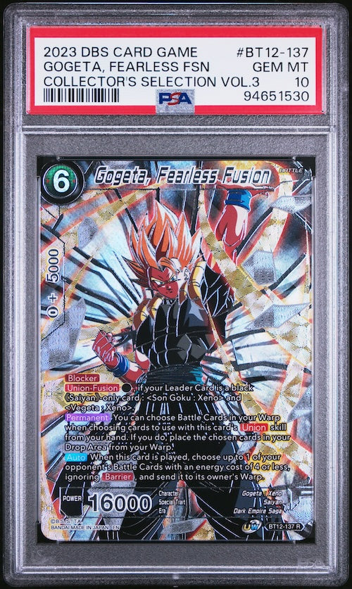 2023 Dragon Ball Super Card Game #BT12-137 Gogeta, Fearless Fusion - Collector's Selection Vol.3 PSA 10