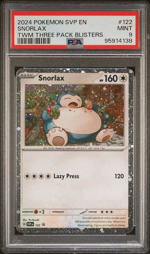 2024 Pokemon Svp En-Sv Black Star Promo #122 Snorlax Twm Three Pack Blisters PSA 9