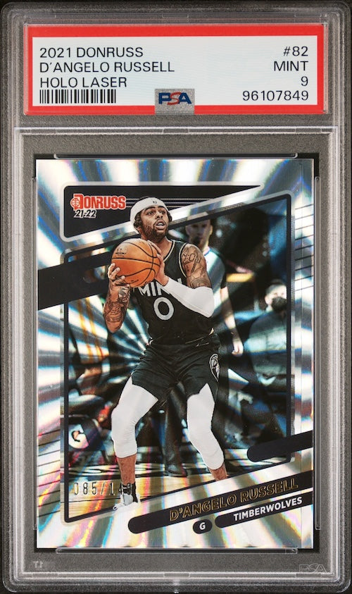 2021 Panini NBA Donruss #82 D’Angelo Russell Holo Laser (#'d 085/149) PSA 9