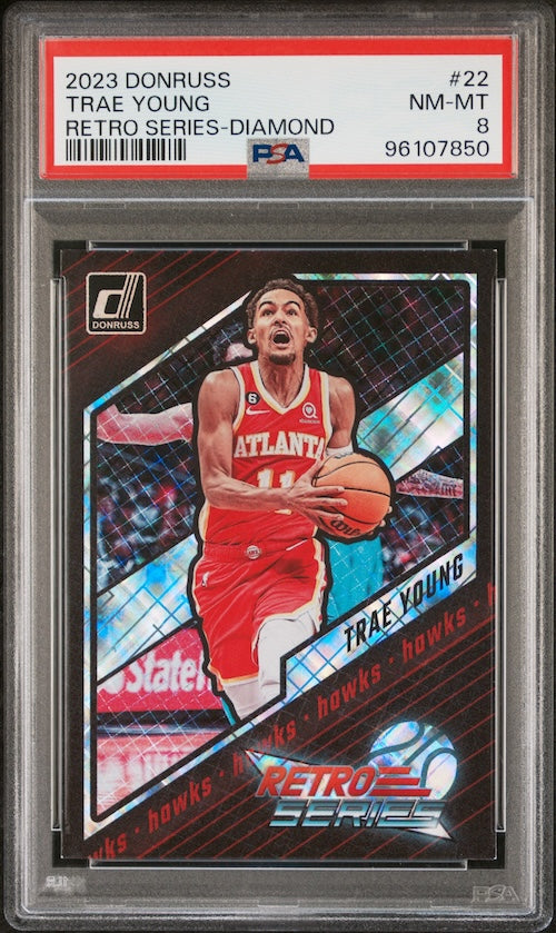 2023 Panini NBA Donruss Retro Series #22 Trae Young Retro Series-Diamond PSA 8