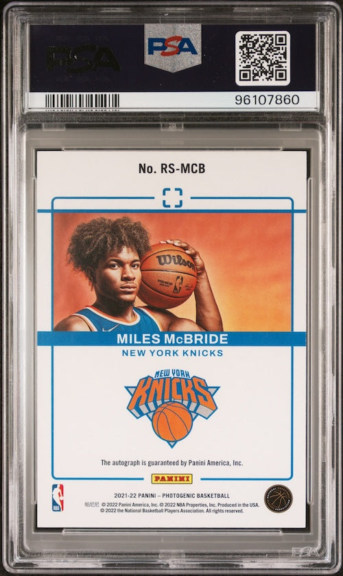 2021 Panini NBA Photogenic Rookie Autographs #MCB Miles Mcbride Rookie Autograph PSA 7