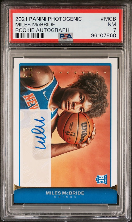 2021 Panini NBA Photogenic Rookie Autographs #MCB Miles Mcbride Rookie Autograph PSA 7