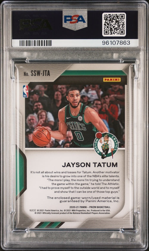 2020 Panini NBA Prizm Sensational Swatches #SSWJTA Jayson Tatum PSA 7