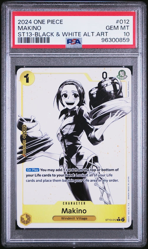 2024 One Piece Ultra Deck-The Three Brothers #012 Makino ST13-Black & White Alternate Art PSA 10