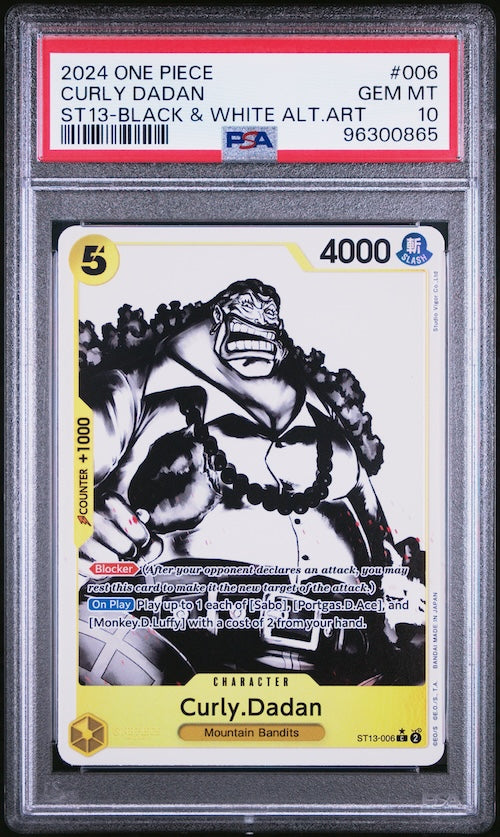 2024 One Piece Ultra Deck-The Three Brothers #006 Curly Dadan ST13-Black & White Alternate Art PSA 10