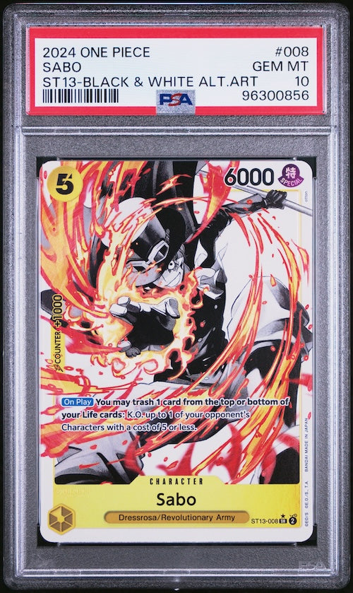 2024 One Piece Ultra Deck-The Three Brothers #008 Sabo ST13-Black & White Alternate Art PSA 10