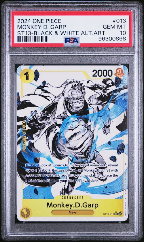 2024 One Piece Ultra Deck-The Three Brothers #013 Monkey D. Garp ST13-Black & White Alternate Art PSA 10