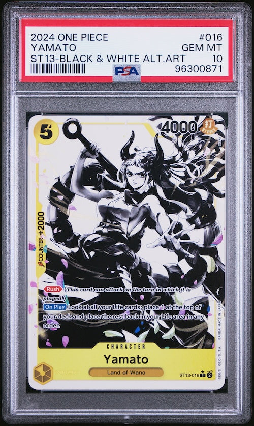 2024 One Piece Ultra Deck-The Three Brothers #016 Yamato ST13-Black & White Alternate Art PSA 10