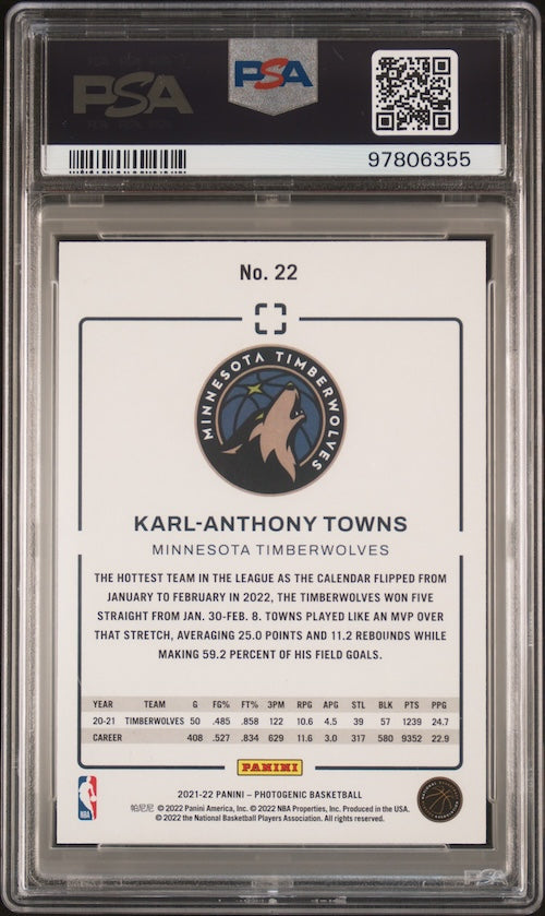 2021 Panini Photogenic #22 Karl-Anthony Towns PSA 8