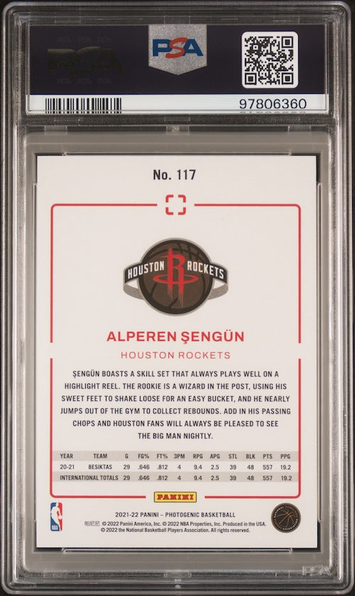 2021 Panini Photogenic #117 Alperen Sengun Rookie Card Silver PSA 8