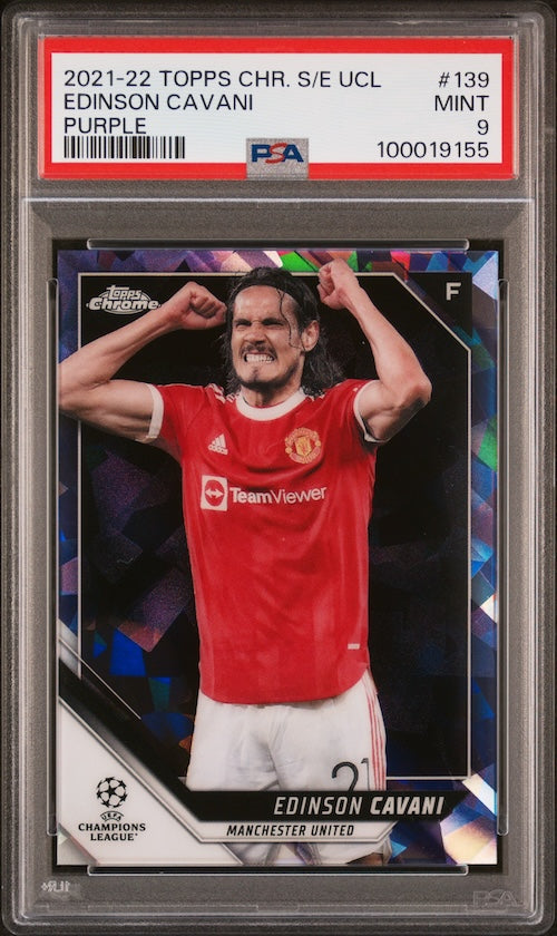 2021-2022 Topps Chrome Sapphire Edition UEFA Champions League #139 Edinson Cavani Purple (#'d 08/25) PSA 9