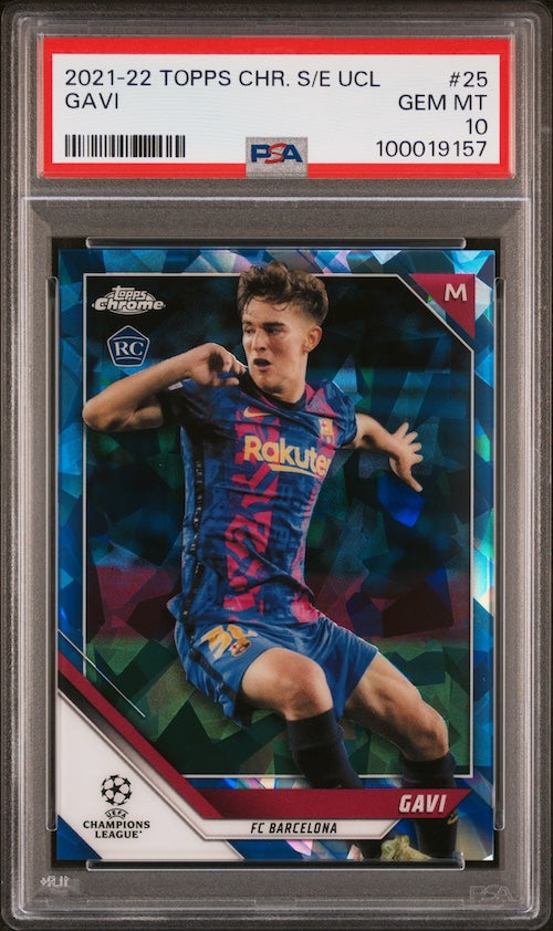 2021-2022 Topps Chrome Sapphire Edition UEFA Champions League #25 Gavi Rookie Card PSA 10