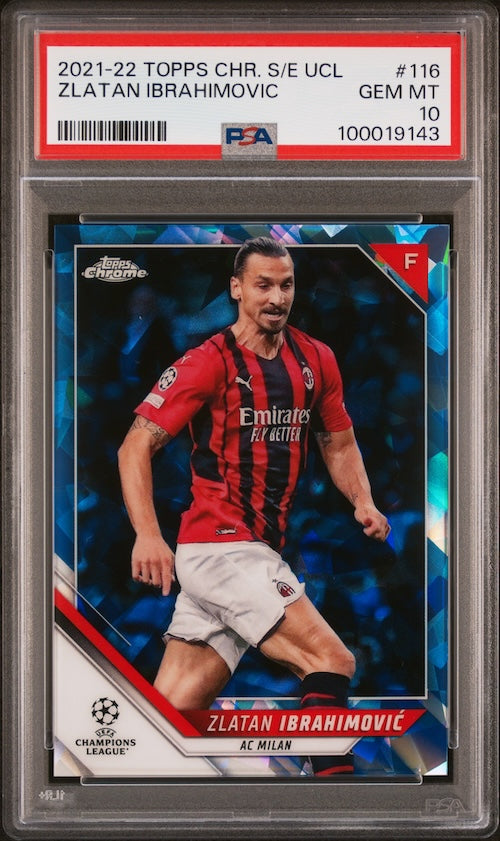 2021-2022 Topps Chrome Sapphire Edition UEFA Champions League #116 Zlatan Ibrahimovic PSA 10