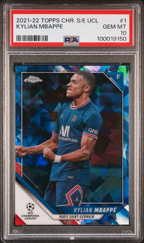 2021-2022 Topps Chrome Sapphire Edition UEFA Champions League #1 Kylian Mbappe PSA 10