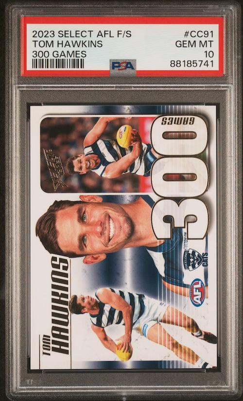 2023 Select AFL Footy Stars 300 Games #CC91 Tom Hawkins (#'d 294/300) PSA 10