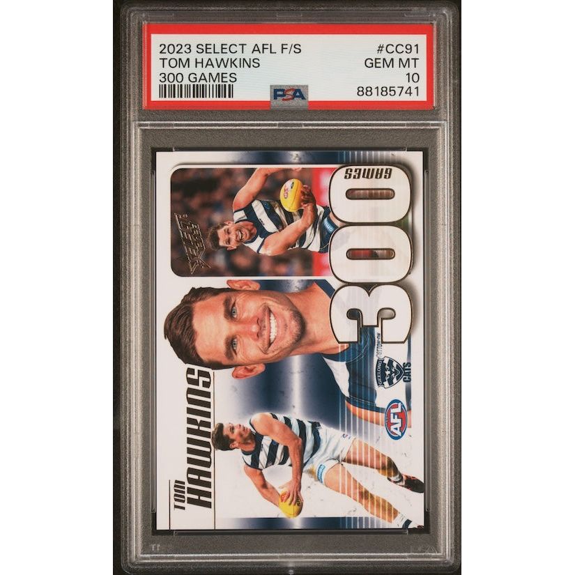 2023 Select AFL Footy Stars 300 Games #CC91 Tom Hawkins (#'d 294/300) PSA 10