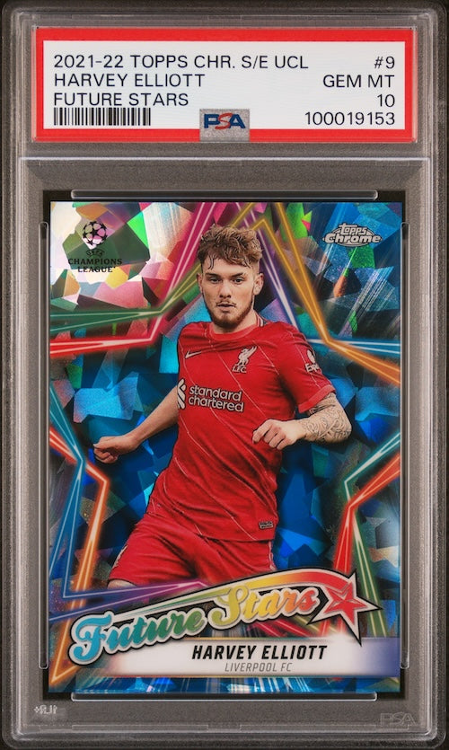 2021-2022 Topps Chrome Sapphire Edition UEFA Champions League Future Stars #9 Harvey Elliott Future Stars PSA 10