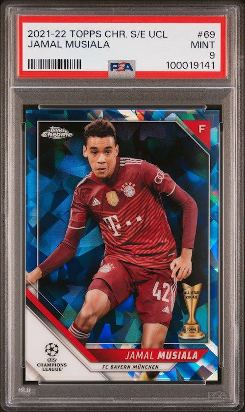 2021-2022 Topps Chrome Sapphire Edition UEFA Champions League #69 Jamal Musiala PSA 9