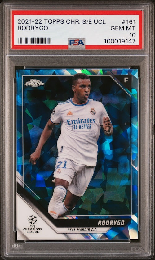 2021-2022 Topps Chrome Sapphire Edition UEFA Champions League #161 Rodrygo PSA 10