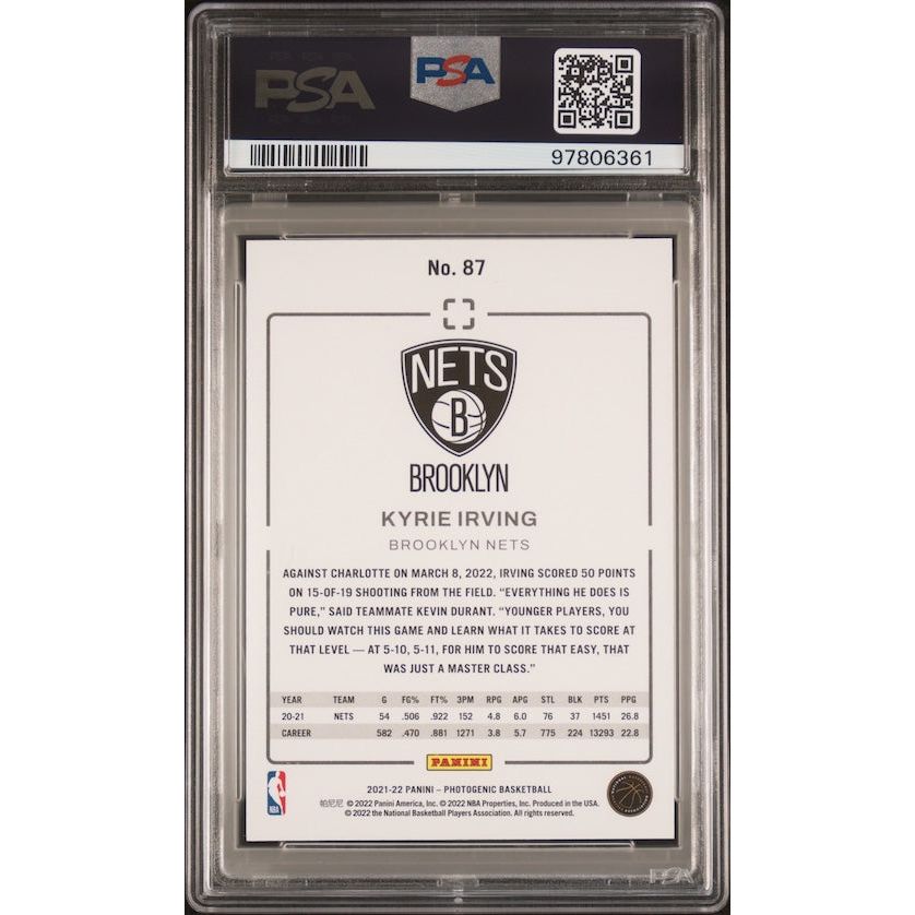 2021 Panini Photogenic #87 Kyrie Irving PSA 7