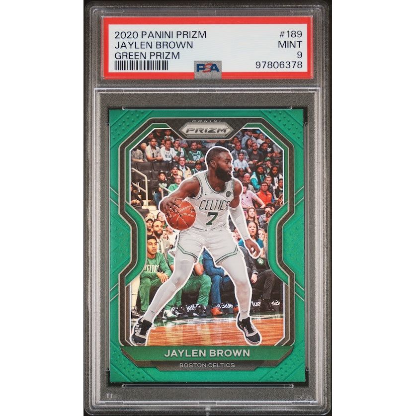 2020 Panini Prizm #189 Jaylen Brown Green Prizm PSA 9