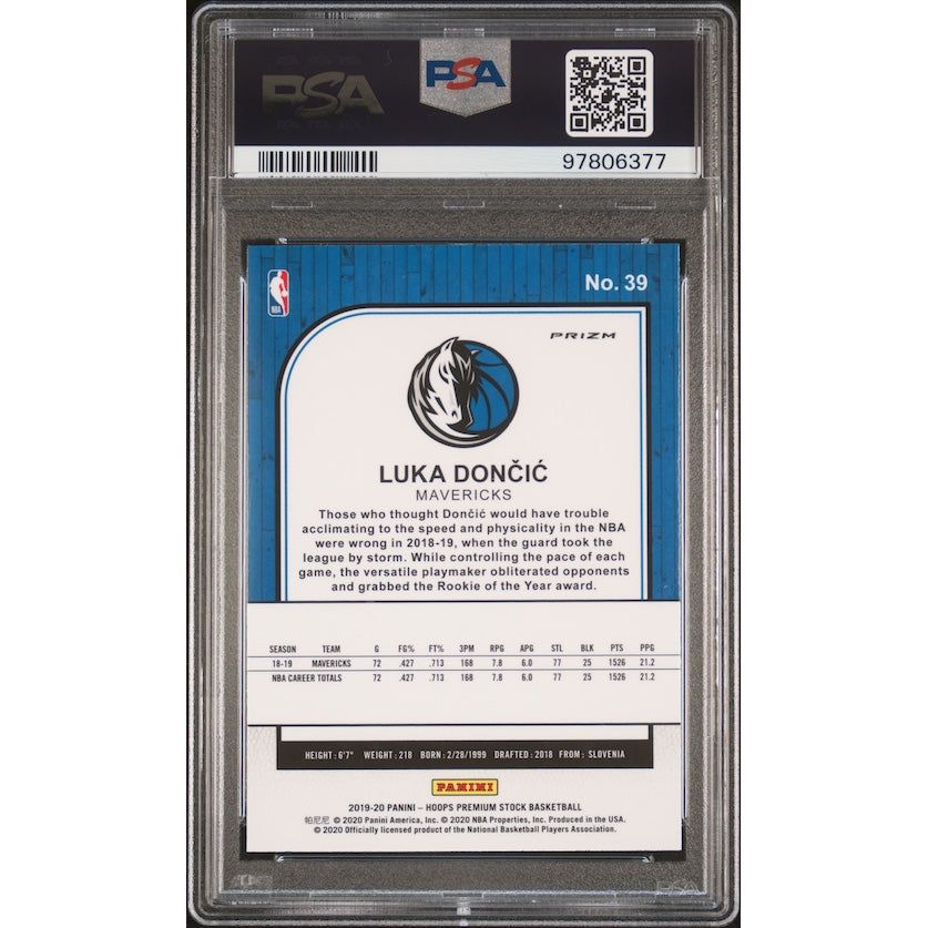 2019 Panini Hoops Premium Stock #39 Luka Doncic Pulsar PSA 9
