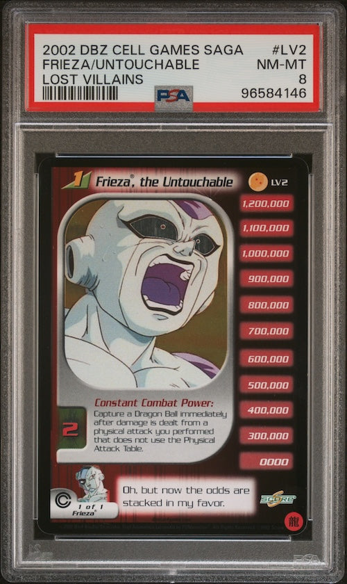 2002 Score Dragon Ball Z Cell Games Saga Lost Villain #LV2 Frieza/Untouchable PSA 8