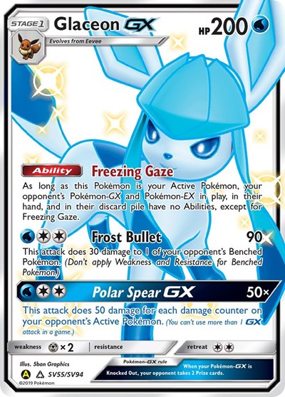 Hidden Fates Shiny Vault - SV55/SV94 Glaceon GX Shiny Holo Rare