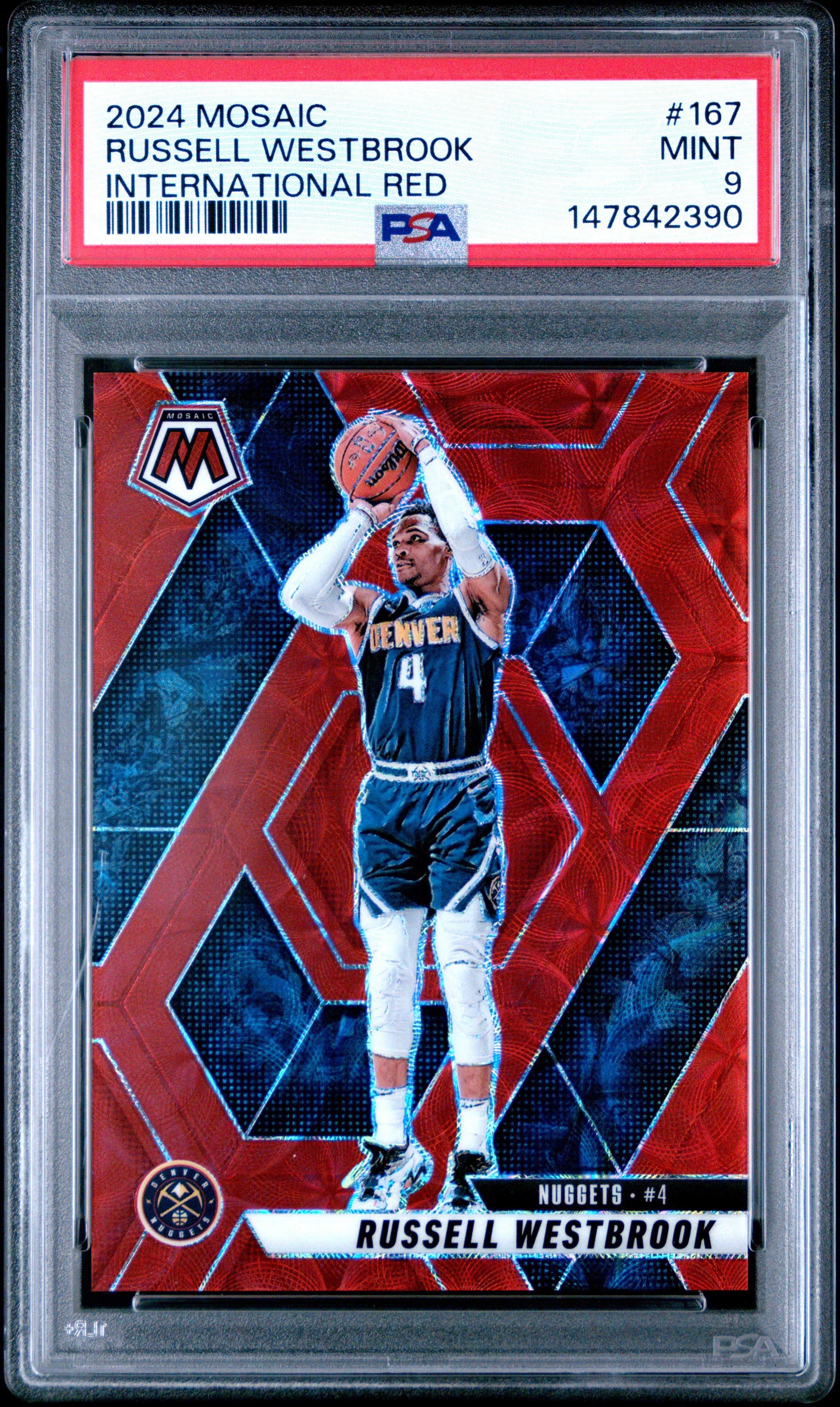 2024 PANINI MOSAIC #167 RUSSELL WESTBROOK INTERNATIONAL RED PSA 9