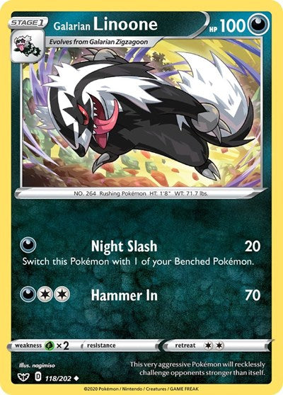 Sword & Shield - 118/202 Galarian Linoone Uncommon