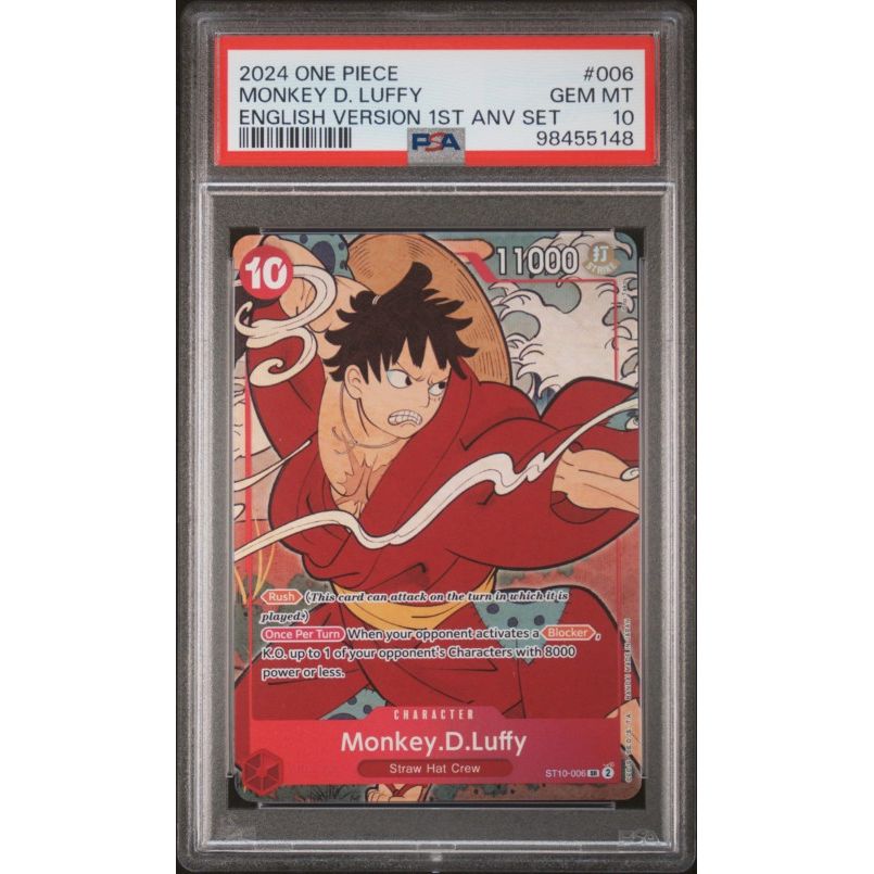2024 One Piece English Version 1st Anniversary Set #006 Monkey D. Luffy PSA 10