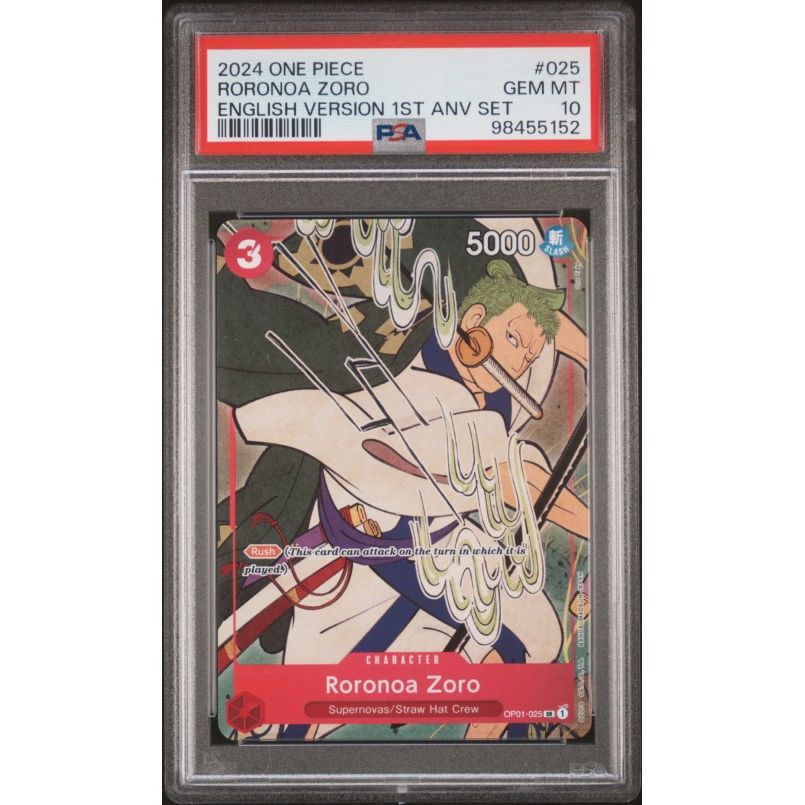2024 One Piece English Version 1st Anniversary Set #025 Roronoa Zoro English Version 1st Anv Set PSA 10