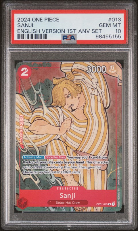 2024 One Piece English Version 1st Anniversary Set #013 Sanji PSA 10