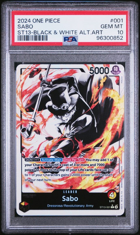 2024 One Piece Ultra Deck St13-The Three Brothers #001 Sabo St13-Black & White Alt.Art PSA 10