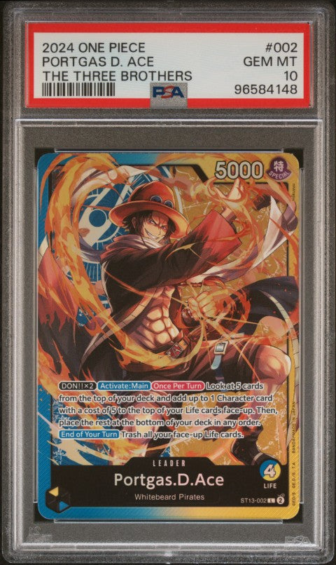 2024 One Piece Ultra Deck St13-The Three Brothers #002 Portgas D. Ace PSA 10